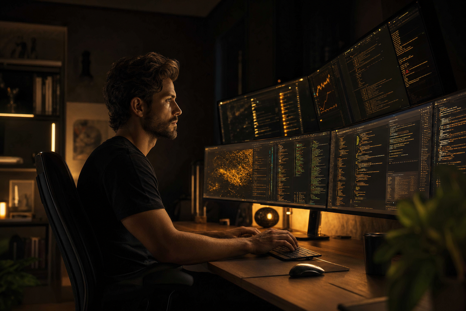 William Laplante at his workstation in Calgary